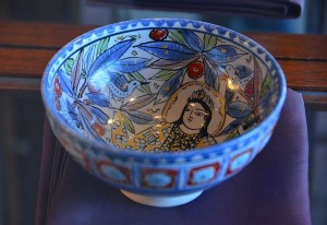Beautiful blue bowl inside and outside by Takuo